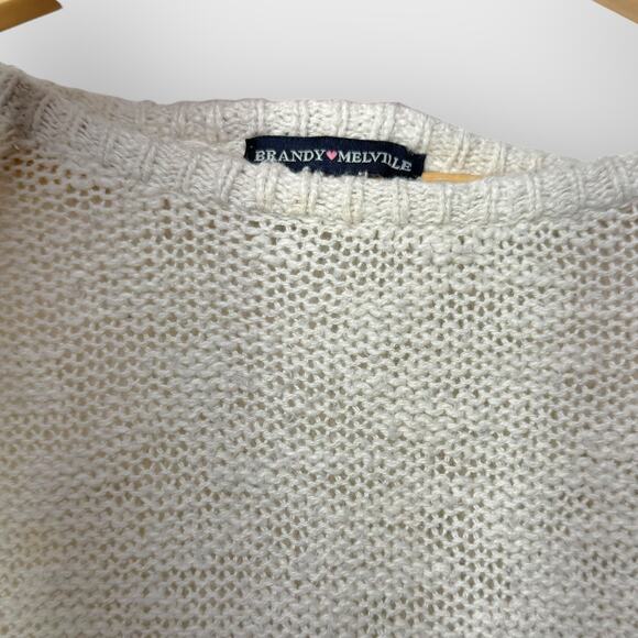 Brandy Melville One Size Cream Open Knit Sweater Fits M 100% Cotton Minimalist - Picture 3 of 6